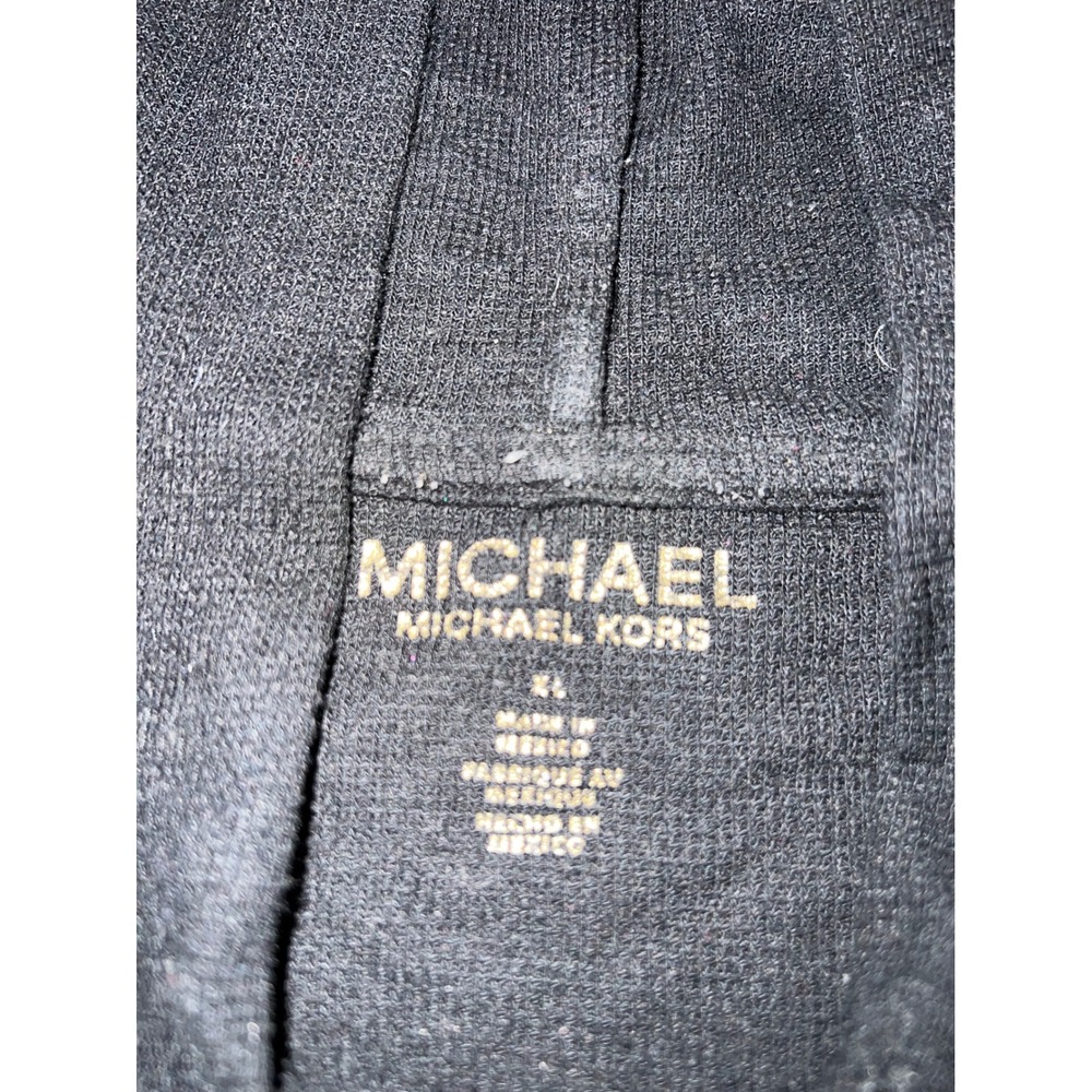 Michael Kors Womens XL Black Studded MK Logo Hoodie Long Sleeve Top - Picture 5 of 8